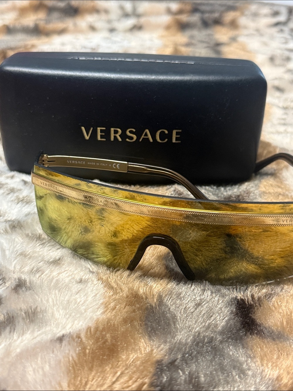 Versace Men’s Shield Sunglasses in Yellow-Green Gradient